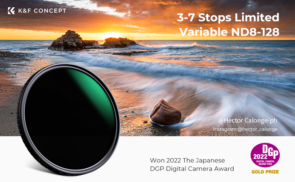 ND-------Extend exposure time. Try an ND, or neutral density, filter. ND filters reduce the amount of light entering the lens. This makes it easier to achieve effects such as a shallower depth of field or blurred motion.
